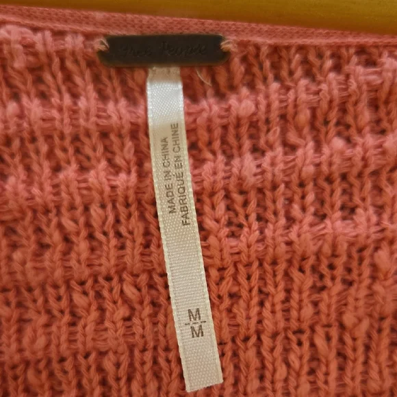 Free People West Coast V Neck Pink Sweater, Comfy Vibes, Statement, M - Picture 5 of 8